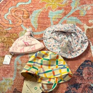 Charming Kids' Hat Trio - Pink, Floral, Multicolor